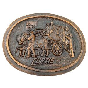 Vintage 1980 Curtis Machine Co. Stagecoach Commemorative Dodge‎ City Belt Buckle